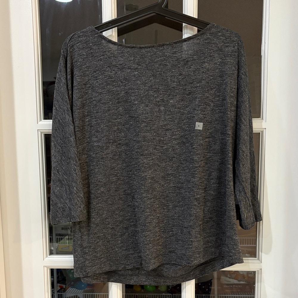 LOFT TieBack Charcoal 3/4 Sleeve Top
